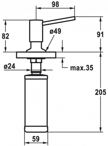 KWC Seifenspender Basic Z.538.409.176 Splmittelspender / Dispenser Matt Black