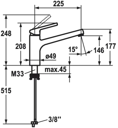 KWC Kchenarmatur Luna-E 10.445.023.000FL Einhebelmischer Chrom mit Festauslauf Niederdruck (125137)