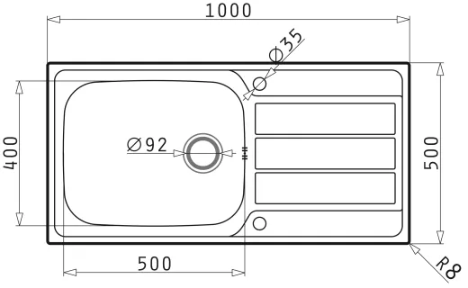 PYRAMIS Kchensple Athena Plus (100x50) 1B 1D Einbausple / Edelstahlsple Siebkorb als Drehknopfventil