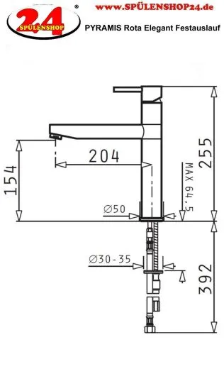 PYRAMIS Kchenarmatur Rota Elegant Einhebelmischer Rose' Gold mit Festauslauf