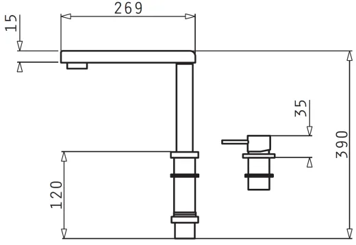 PYRAMIS K�chenarmatur Satellita Premium Einhebelmischer Chrom 2-Loch mit Festauslauf Vorfenstermontage versenkbar
