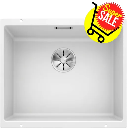 ✅ BLANCO Subline 500-U Silgranit PuraDurII Granitsple / Unterbaubecken Ablaufsystem InFino Farbe: Wei