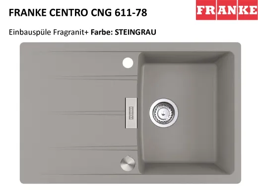 FRANKE Kchensple Centro CNG 611-78 Fragranit+ Einbausple / Granitsple mit Siebkorb als Drehknopfventil