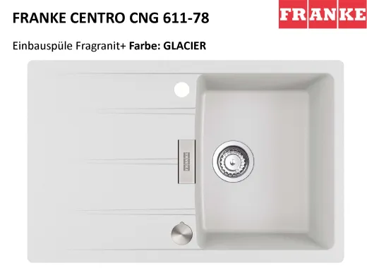 FRANKE Kchensple Centro CNG 611-78 Fragranit+ Einbausple / Granitsple mit Siebkorb als Drehknopfventil