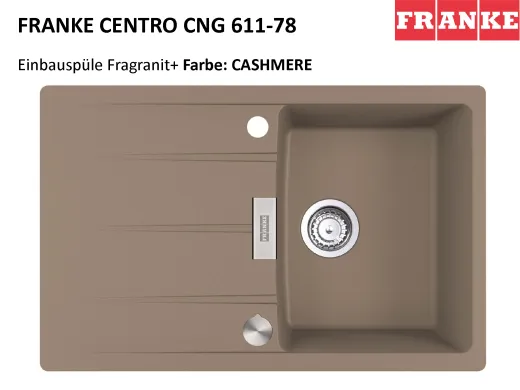 FRANKE Kchensple Centro CNG 611-78 Fragranit+ Einbausple / Granitsple mit Siebkorb als Drehknopfventil