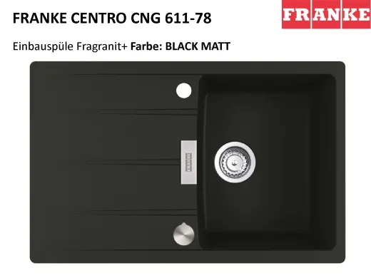 FRANKE Kchensple Centro CNG 611-78 Fragranit+ Einbausple / Granitsple mit Siebkorb als Drehknopfventil