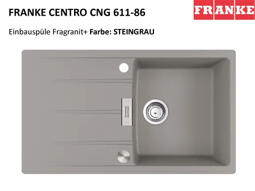 FRANKE Kchensple Centro CNG 611-86 Fragranit+ Einbausple / Granitsple mit Siebkorb als Drehknopfventil