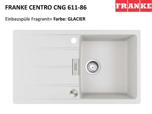 FRANKE Kchensple Centro CNG 611-86 Fragranit+ Einbausple / Granitsple mit Siebkorb als Drehknopfventil