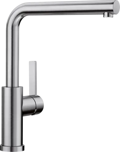 BLANCO Kchenarmatur Lanora-F Edelstahl massiv Einhebelmischer mit Festauslauf Auslauf schwenkbar zur Vorfenstermontage