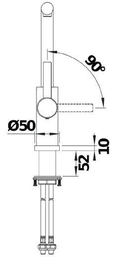 BLANCO Kchenarmatur Lanora-S-F Edelstahl massiv Einhebelmischer mit Zugauslauf Auslauf schwenkbar zur Vorfenstermontage