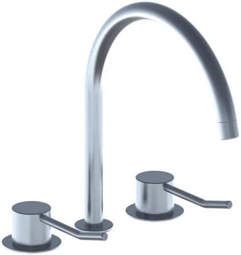 VOLA Kchenarmatur KV15-40 Edelstahl massiv Spltischmischer / Dreilocharmatur mit Schwenkauslauf