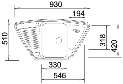 BLANCO Kchensple Tipo 9-E Einbausple / Ecksple Siebkorb als Drehknopfventil
