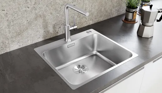 BLANCO Kchensple Solis 340/180-IF/A Edelstahlsple / Einbausple Flachrand mit Ablaufsystem InFino und PushControl