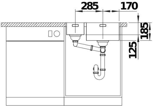 BLANCO Kchensple Solis 340/180-IF/A Edelstahlsple / Einbausple Flachrand mit Ablaufsystem InFino und PushControl