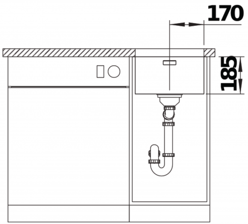 BLANCO Kchensple Solis 340-U Edelstahlsple / Unterbaubecken mit Ablaufsystem InFino und Handbettigung