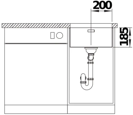 BLANCO Kchensple Solis 400-U Edelstahlsple / Unterbaubecken mit Ablaufsystem InFino und Handbettigung