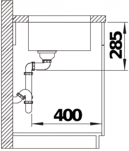 BLANCO Kchensple Solis 400-U Edelstahlsple / Unterbaubecken mit Ablaufsystem InFino und Handbettigung