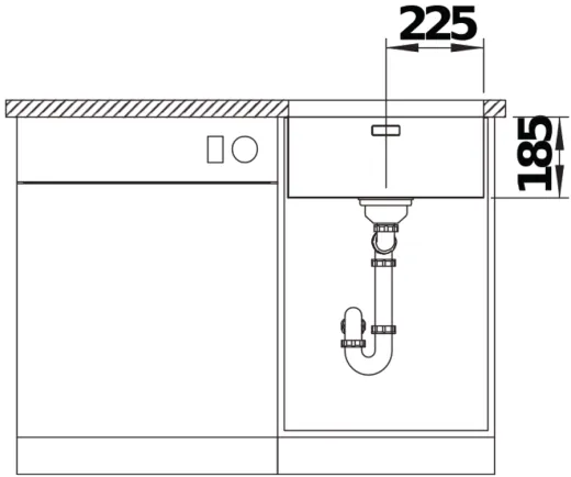 BLANCO Kchensple Solis 450-U Edelstahlsple / Unterbaubecken mit Ablaufsystem InFino und Handbettigung