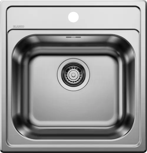 BLANCO Kchensple Dana 45 Einbausple / Edelstahlsple mit Hahnlochbank Siebkorb als Stopfenventil