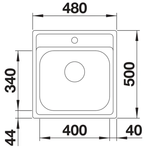 BLANCO Kchensple Dana 45 Einbausple / Edelstahlsple mit Hahnlochbank Siebkorb als Stopfenventil