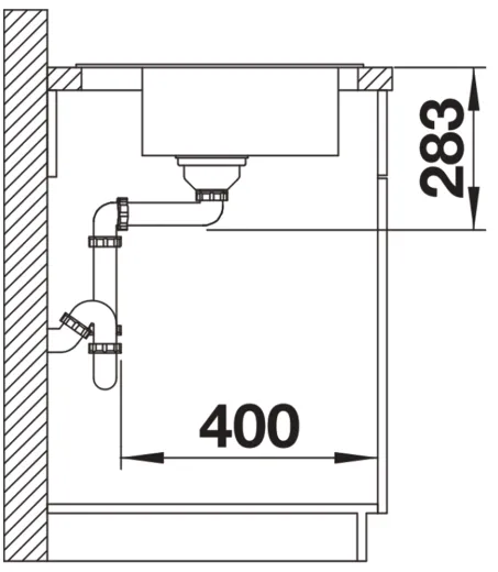 BLANCO Kchensple Dana 45 Einbausple / Edelstahlsple mit Hahnlochbank Siebkorb als Stopfenventil