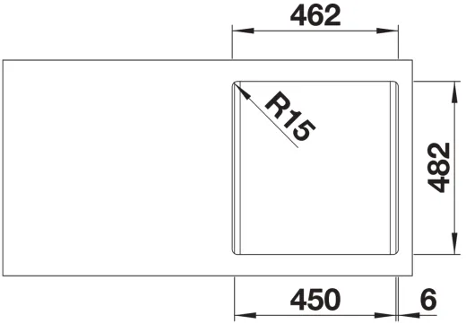 BLANCO Kchensple Dana 45 Einbausple / Edelstahlsple mit Hahnlochbank Siebkorb als Stopfenventil