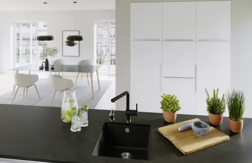 BLANCO Rotan 400-U Silgranit PuraDurII Granitsple / Unterbaubecken in 7 Farbtnen mit Handbettigung