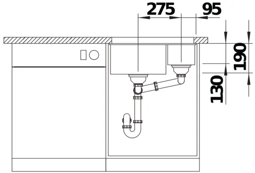 BLANCO Rotan 340/160-U Silgranit PuraDurII Granitsple / Unterbaubecken mit Handbettigung