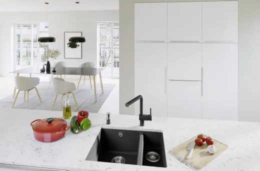 BLANCO Rotan 340/160-U Silgranit PuraDurII Granitsple / Unterbaubecken mit Handbettigung