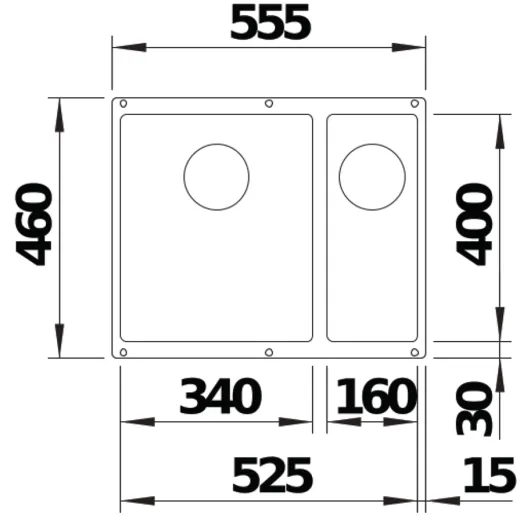 BLANCO Rotan 340/160-U Silgranit PuraDurII Granitsple / Unterbaubecken mit Handbettigung