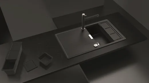 SCHOCK Kchensple Tia D-100 Cristadur Nano-Granitsple / Einbausple mit Drehexcenter