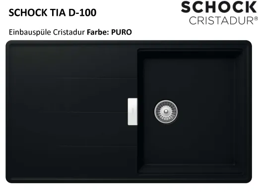 SCHOCK Kchensple Tia D-100 Cristadur Nano-Granitsple / Einbausple mit Drehexcenter