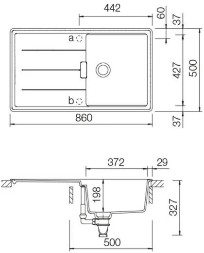 SCHOCK Kchensple Tia D-100 Cristadur Nano-Granitsple / Einbausple mit Drehexcenter