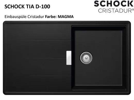 SCHOCK Kchensple Tia D-100 Cristadur Nano-Granitsple / Einbausple mit Drehexcenter