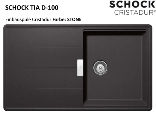 SCHOCK Kchensple Tia D-100 Cristadur Nano-Granitsple / Einbausple mit Drehexcenter