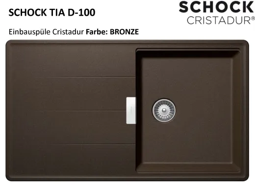 SCHOCK Kchensple Tia D-100 Cristadur Nano-Granitsple / Einbausple mit Drehexcenter