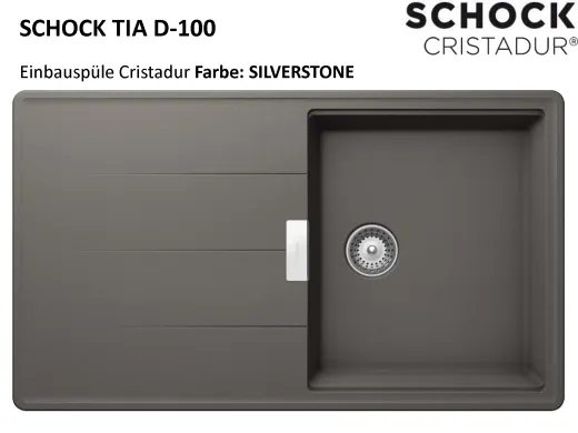 SCHOCK Kchensple Tia D-100 Cristadur Nano-Granitsple / Einbausple mit Drehexcenter