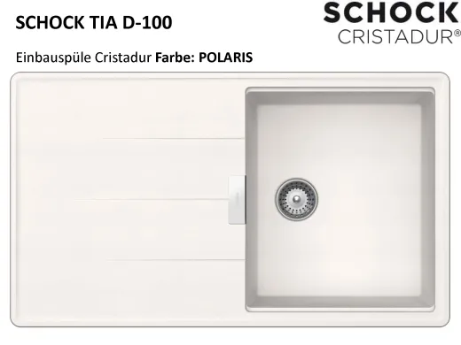 SCHOCK Kchensple Tia D-100 Cristadur Nano-Granitsple / Einbausple mit Drehexcenter