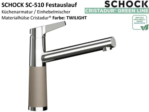 SCHOCK K�chenarmatur SC-510 Cristadur� Green Line Einhebelmischer Festauslauf 360� schwenkbarer Auslauf mit Materialh�lse