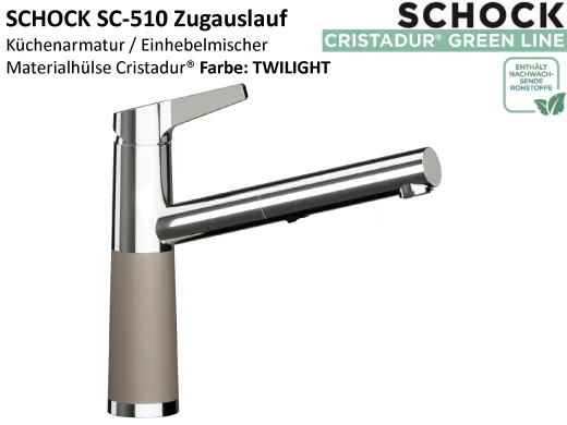 SCHOCK K�chenarmatur SC-510 Cristadur� Green Line Einhebelmischer Zugauslauf 120� schwenkbarer Auslauf mit Materialh�lse und Schlauchbrause