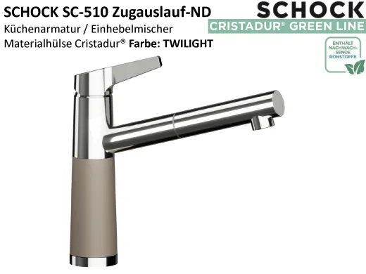 SCHOCK K�chenarmatur SC-510 Cristadur� Green Line Einhebelmischer Zugauslauf 120� schwenkbarer Auslauf mit Materialh�lse Niederdruck