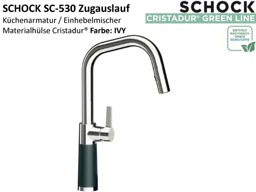 SCHOCK K�chenarmatur SC-530 Cristadur� Green Line Einhebelmischer Zugauslauf 120� schwenkbarer Auslauf mit Materialh�lse und Schlauchbrause