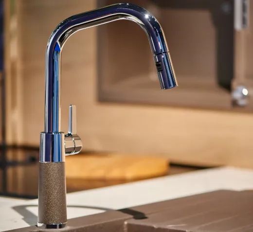 SCHOCK Kchenarmatur SC-530 Cristadur Green Line Einhebelmischer Zugauslauf 120 schwenkbarer Auslauf mit Materialhlse und Schlauchbrause