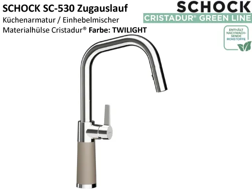 SCHOCK K�chenarmatur SC-530 Cristadur� Green Line Einhebelmischer Zugauslauf 120� schwenkbarer Auslauf mit Materialh�lse und Schlauchbrause