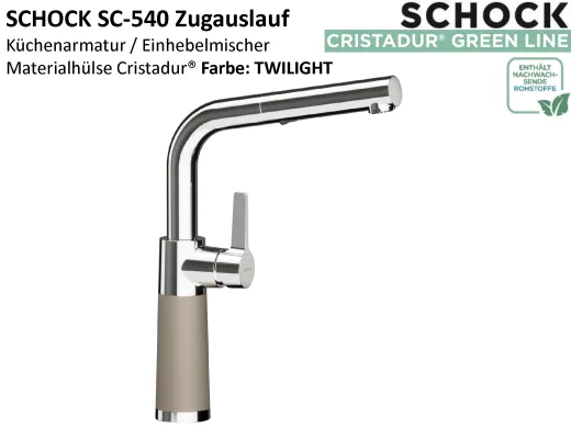 SCHOCK K�chenarmatur SC-540 Cristadur� Green Line Einhebelmischer Zugauslauf 120� schwenkbarer Auslauf mit Materialh�lse und Schlauchbrause