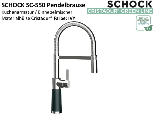 SCHOCK K�chenarmatur SC-550 Cristadur� Green Line Einhebelmischer Festauslauf 150� schwenkbarer Auslauf mit Materialh�lse und Pendelbrause
