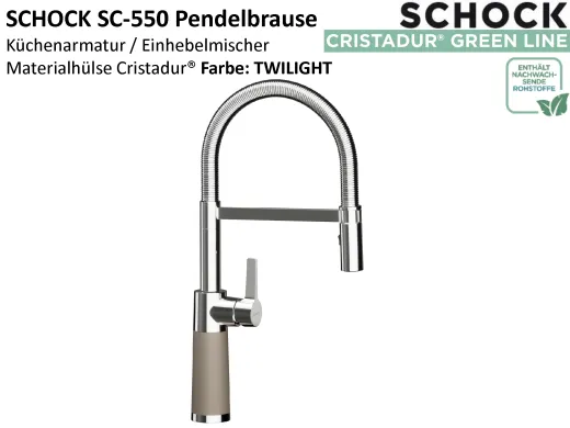 SCHOCK K�chenarmatur SC-550 Cristadur� Green Line Einhebelmischer Festauslauf 150� schwenkbarer Auslauf mit Materialh�lse und Pendelbrause