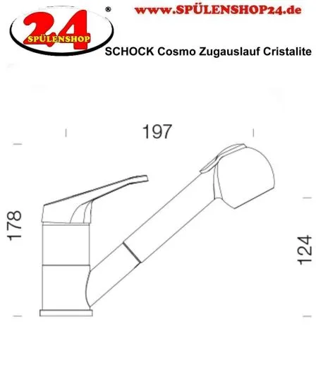 SCHOCK Kchenarmatur Cosmo Cristalite Basic Line Einhebelmischer Zugauslauf 140 schwenkbarer Auslauf