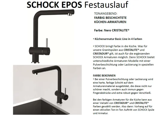 ❎ SCHOCK Kchenarmatur Epos Cristalite Basic Line Einhebelmischer Festauslauf 360 schwenkbarer Auslauf