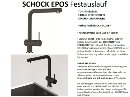 ❎ SCHOCK Kchenarmatur Epos Cristalite Basic Line Einhebelmischer Festauslauf 360 schwenkbarer Auslauf